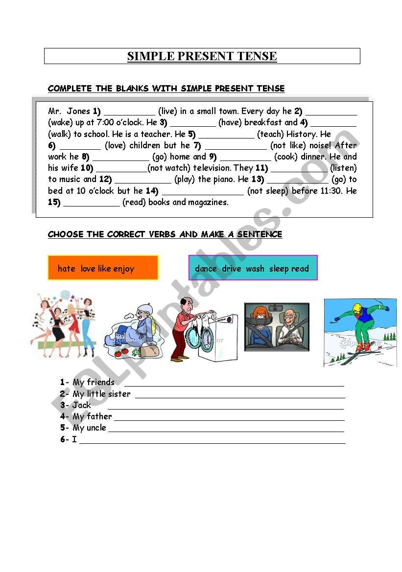 SIMPLE PRESENT TENSE worksheet