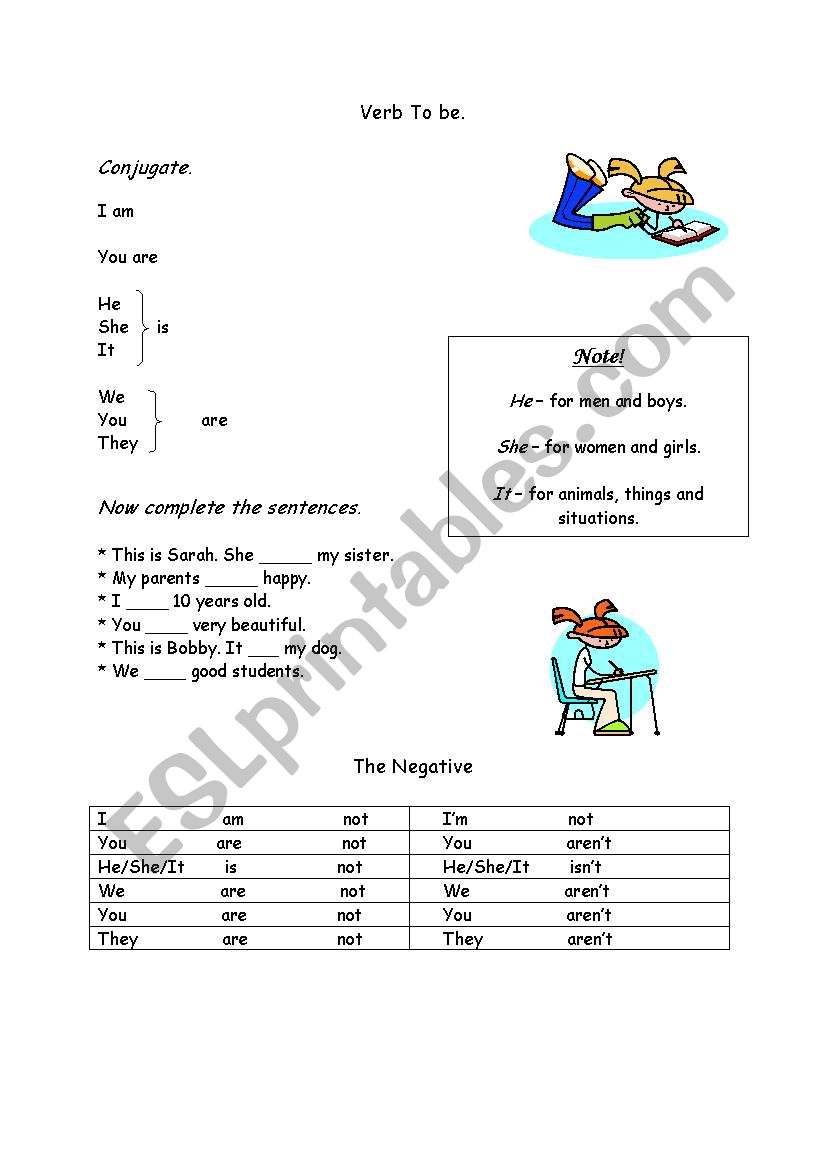 Verb to be for beginners I worksheet