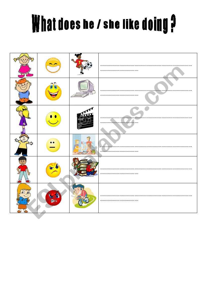 what does he/she like doing? worksheet