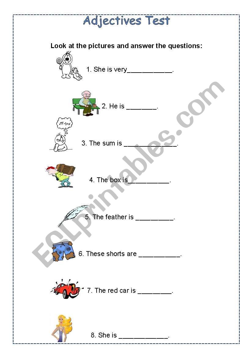 Adjectives worksheet