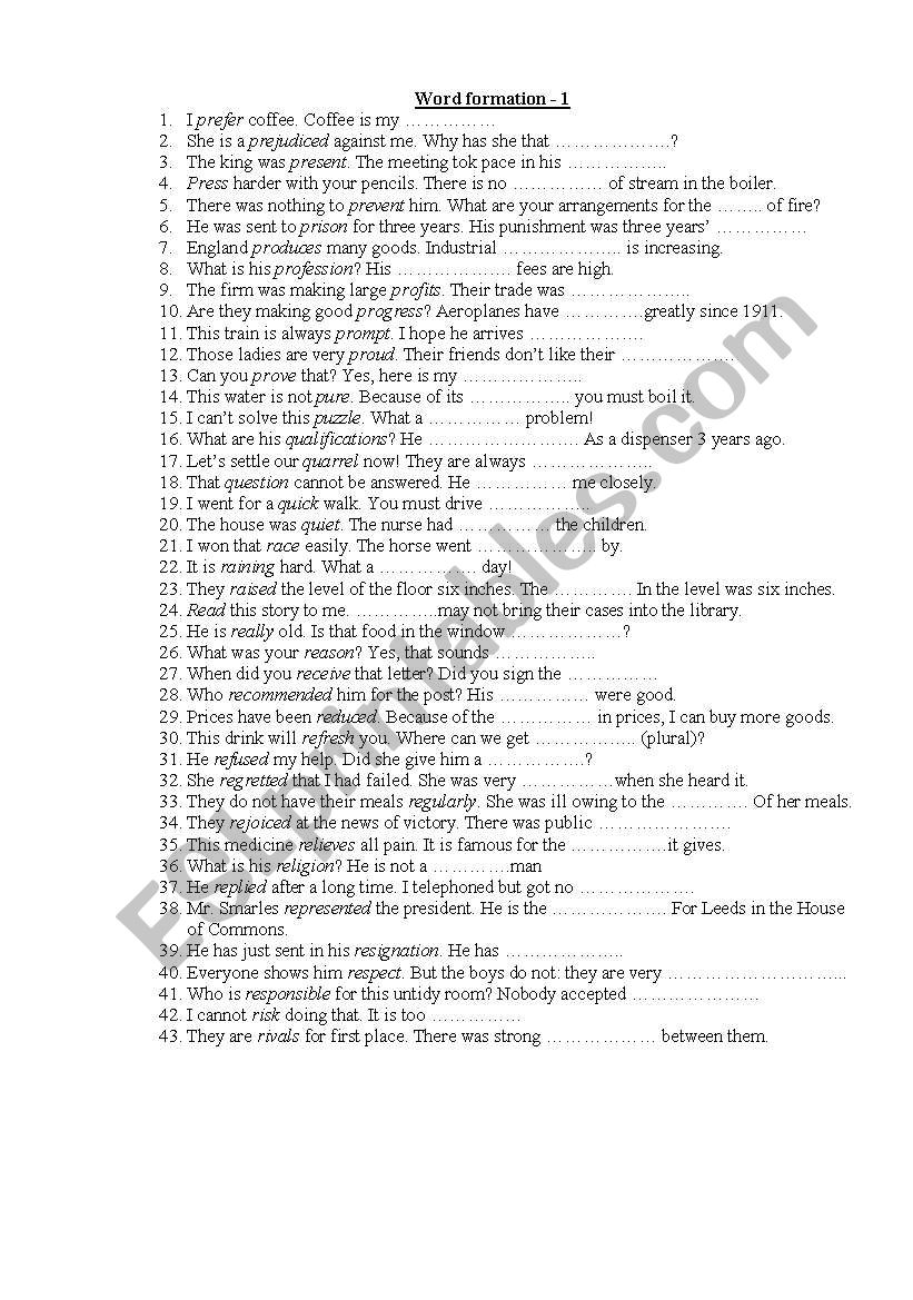 Word-formation worksheet