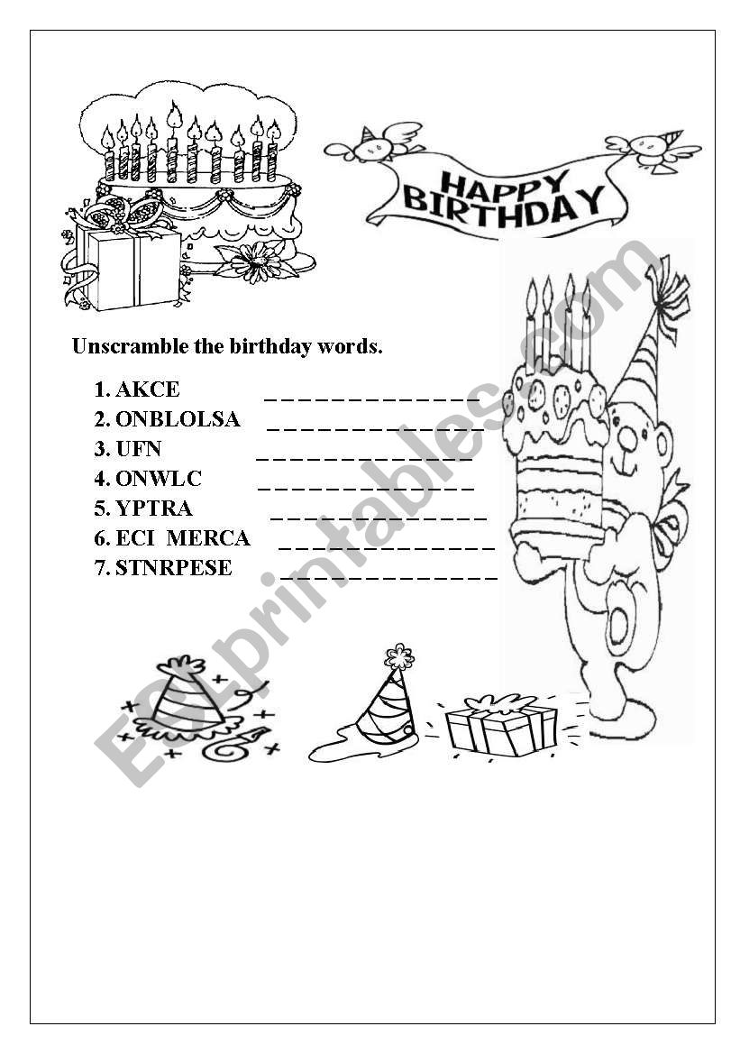 BIRTHDAYS worksheet