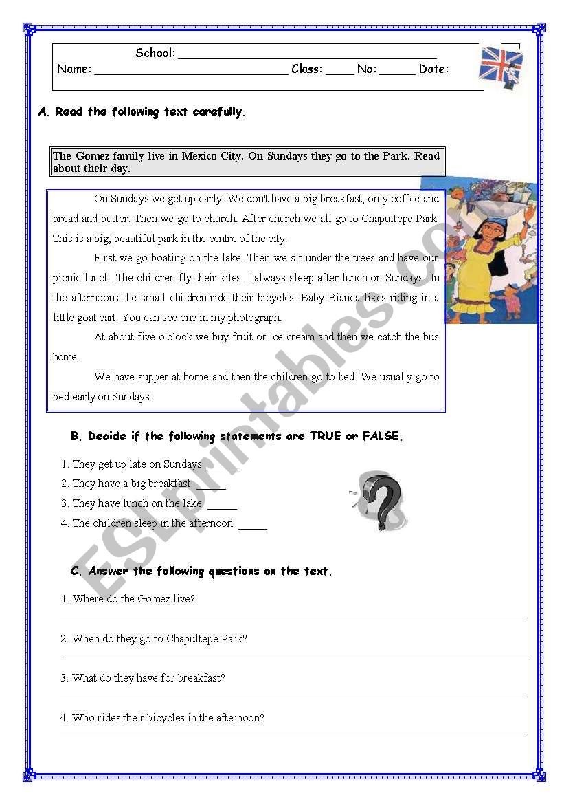 THE GOMEZ FAMILY worksheet