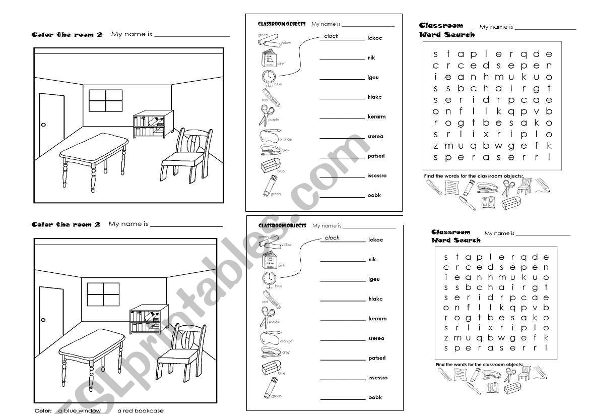 Classroom vocab worksheet