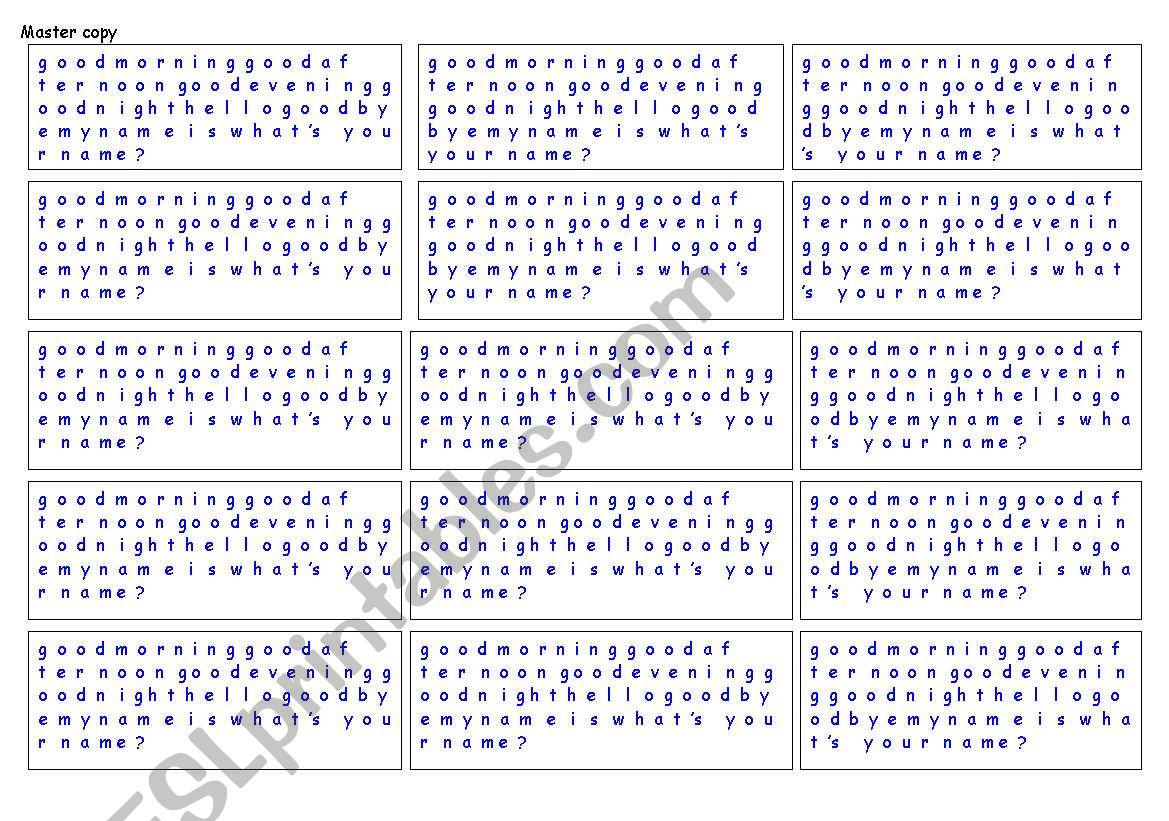 Greetings word puzzle gap filler  15 on 1 page