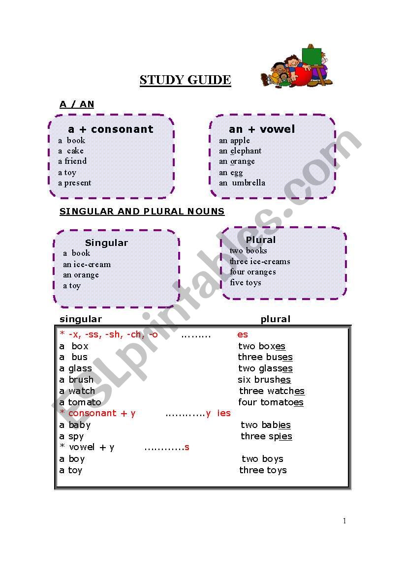 Grammar Study Guide 1 worksheet
