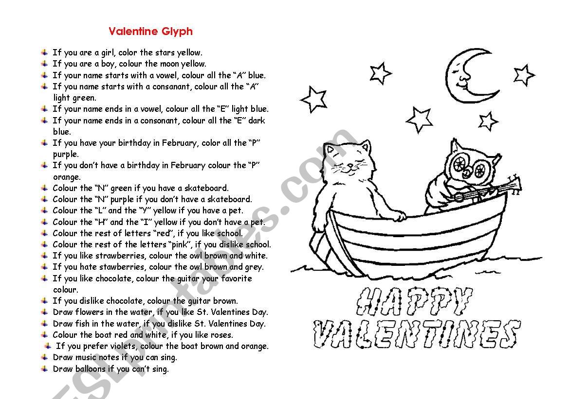 Valentine Glyph worksheet
