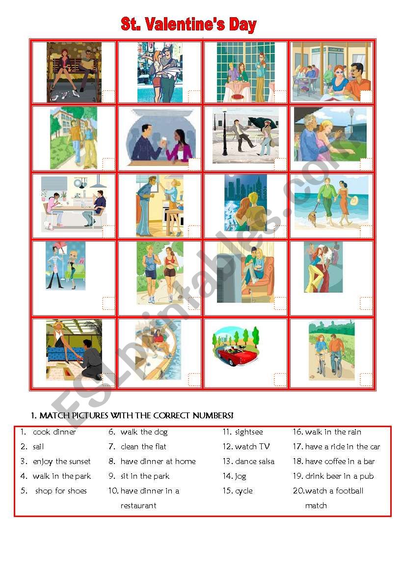 St Valentines Day (page 1) worksheet