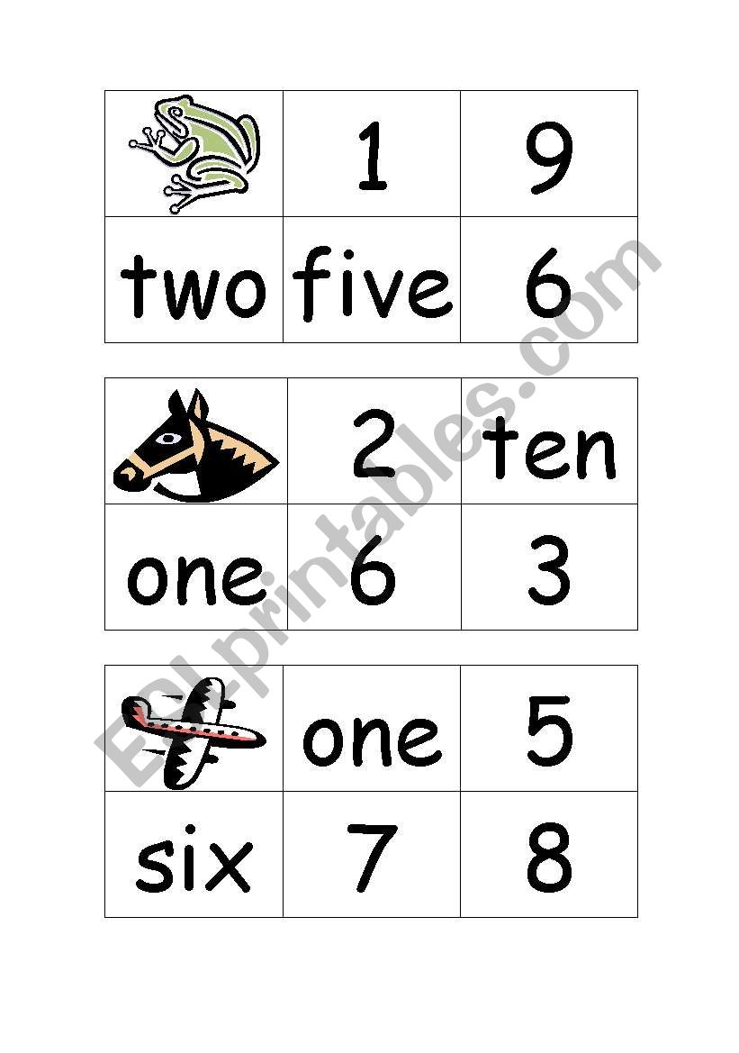 number bingo worksheet