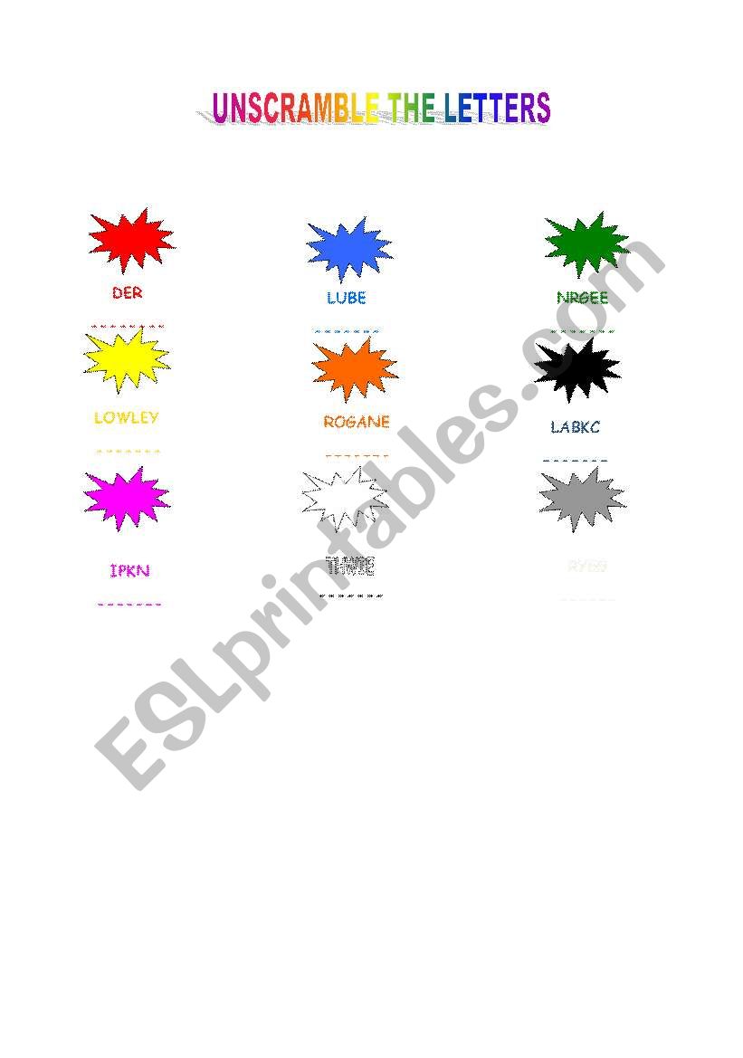 Colour mess worksheet