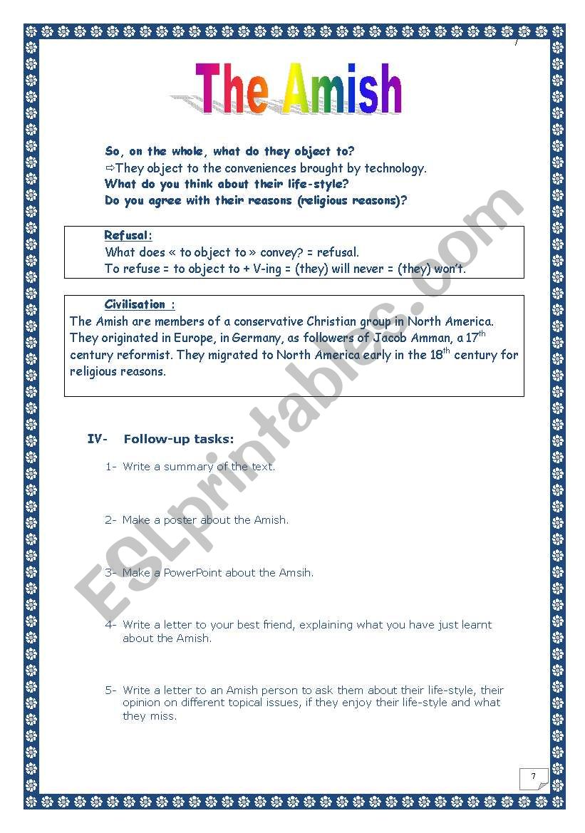 Amish Paradise - lyrics - ESL worksheet by pricess