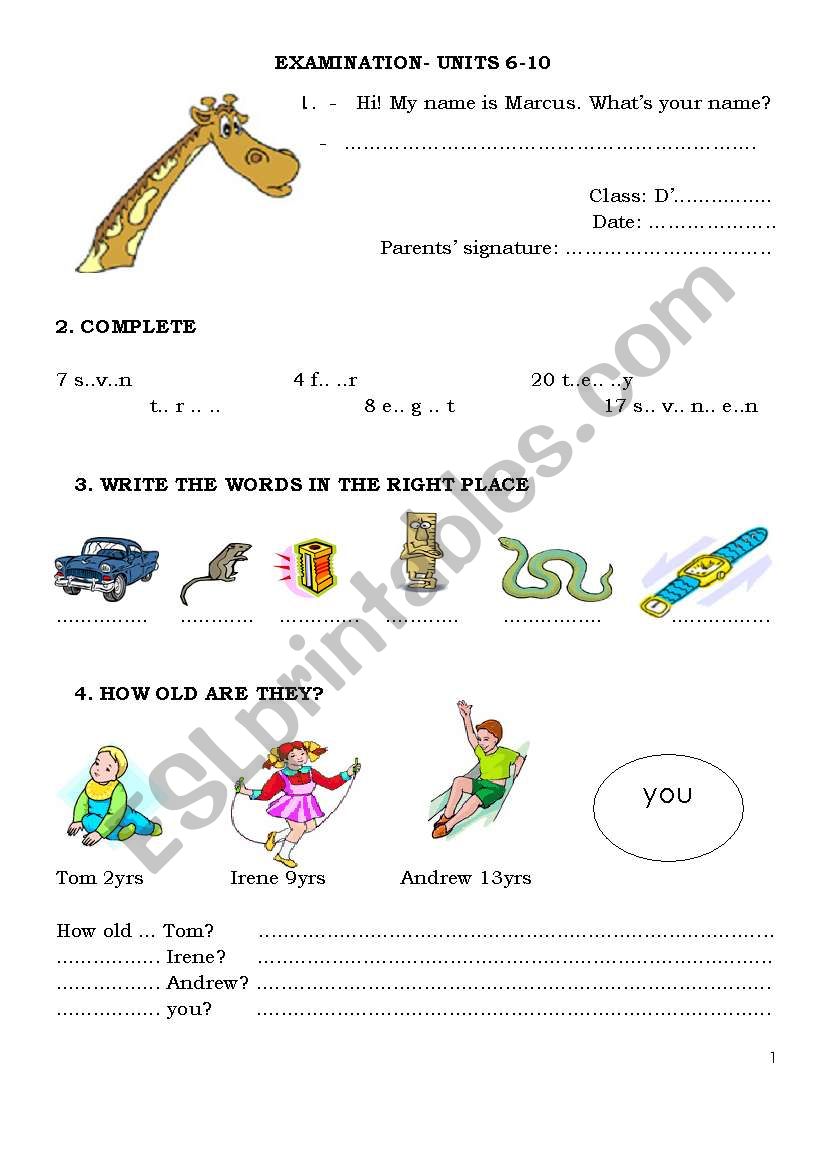 REVISION worksheet