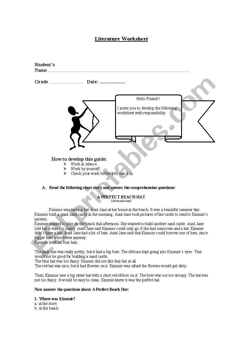 Literature Worksheet worksheet