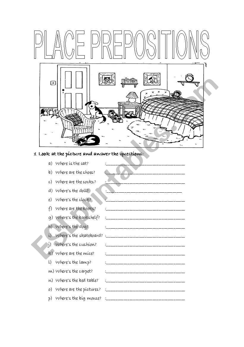 PLACE PREPOSITIONS worksheet