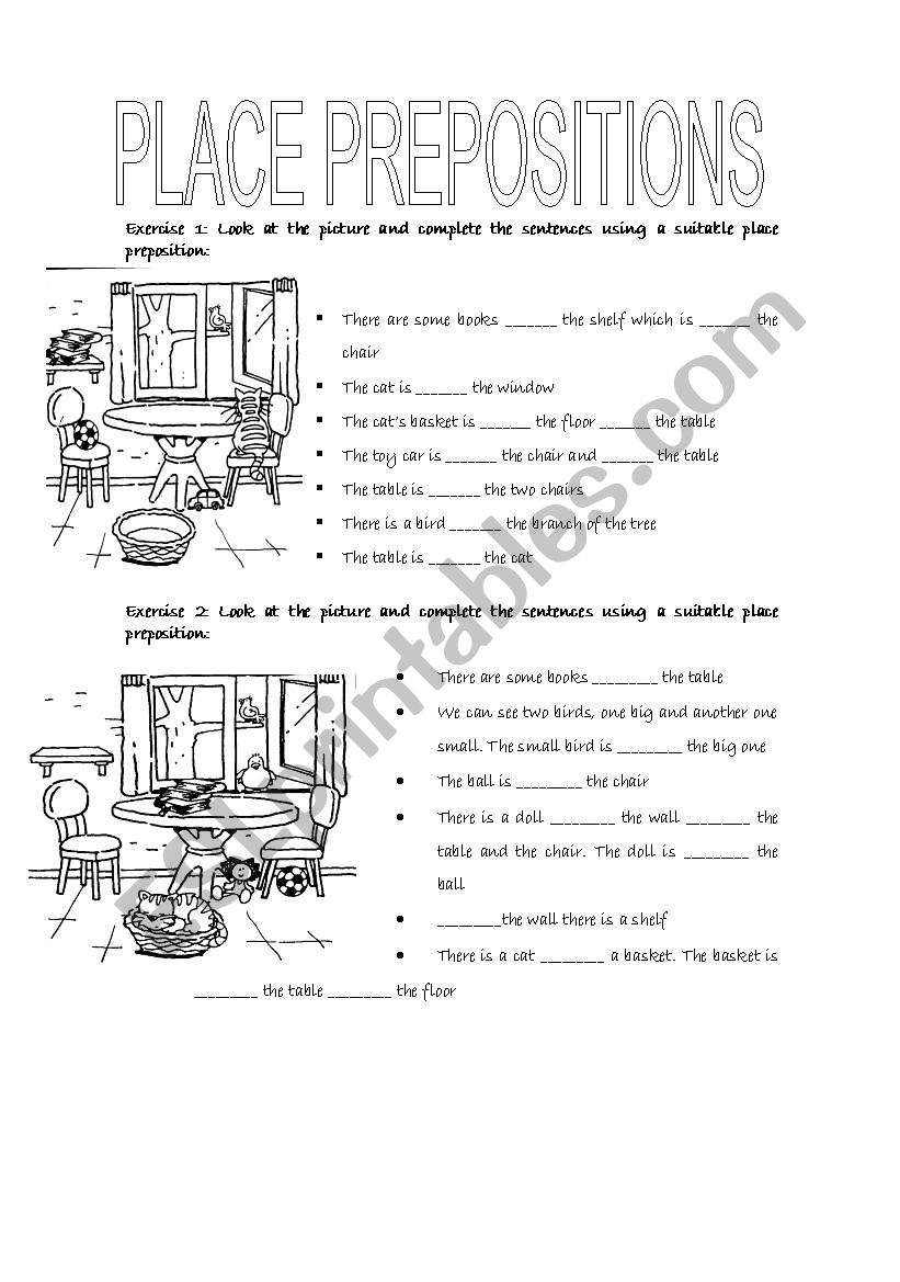 PLACE PREPOSITIONS worksheet