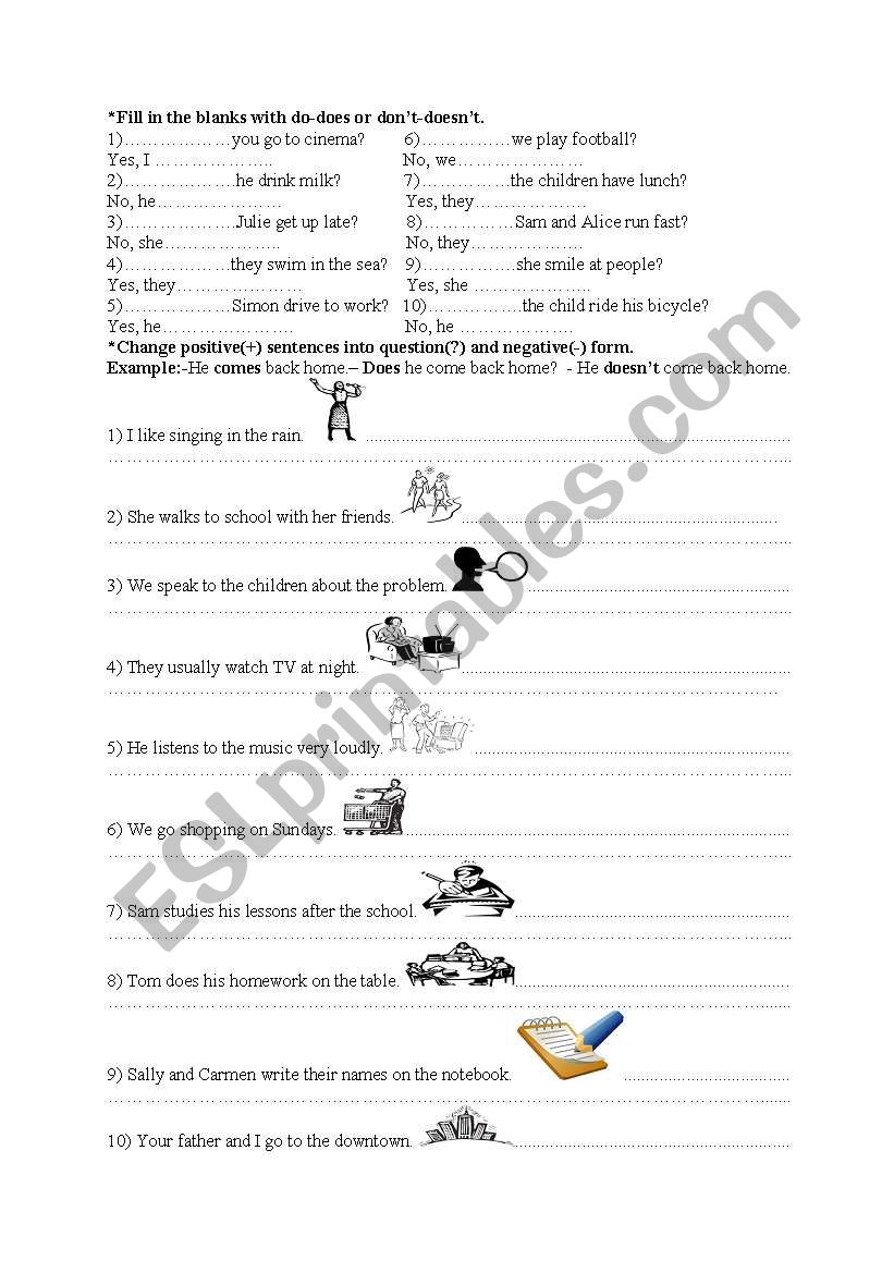 present simple  worksheet