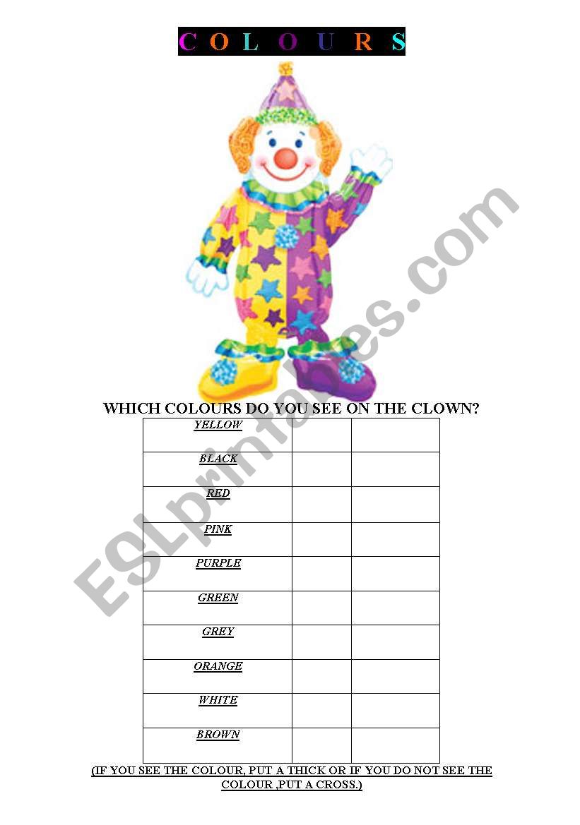 colours worksheet