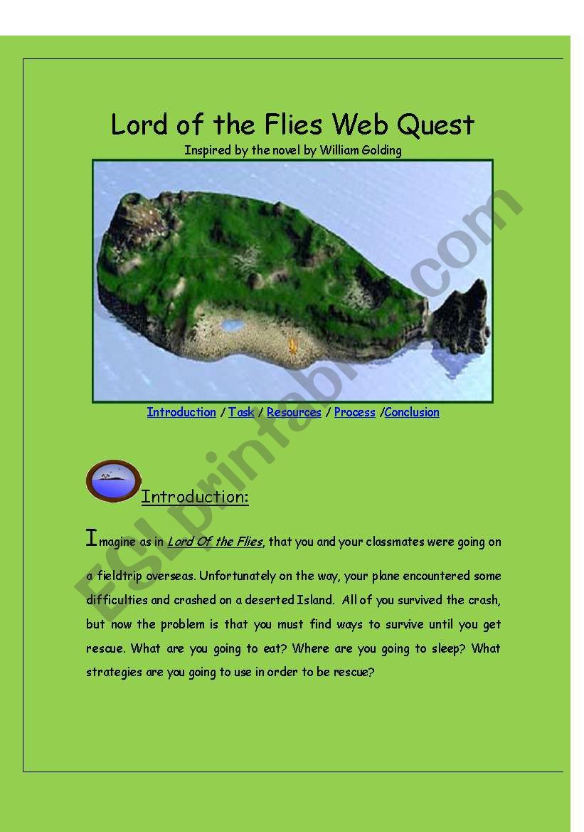LOrd of the Flies Webquest worksheet