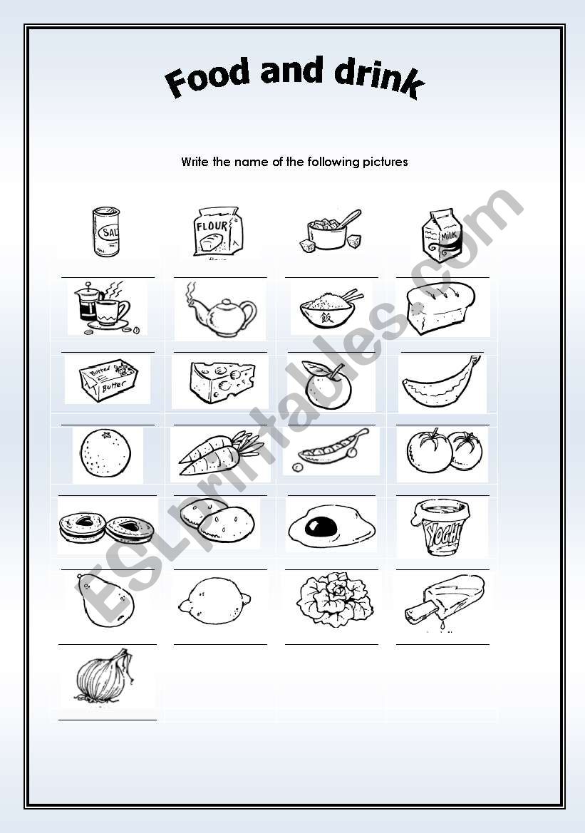 Food and drink worksheet