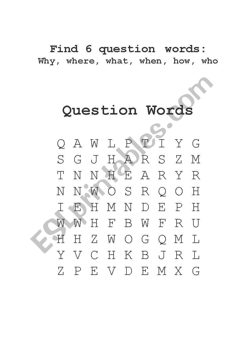 Question Words worksheet