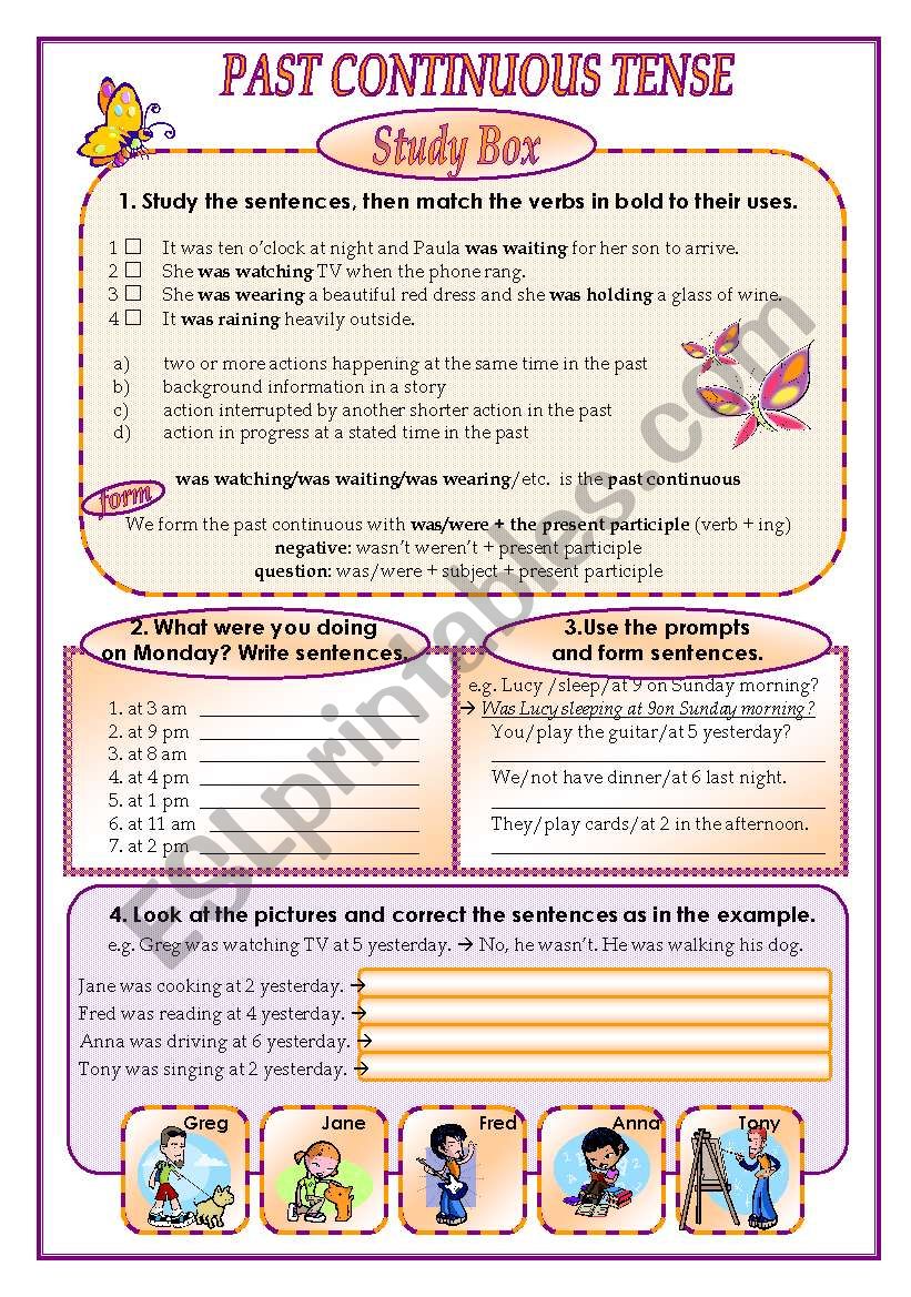 Past continuous tense worksheet