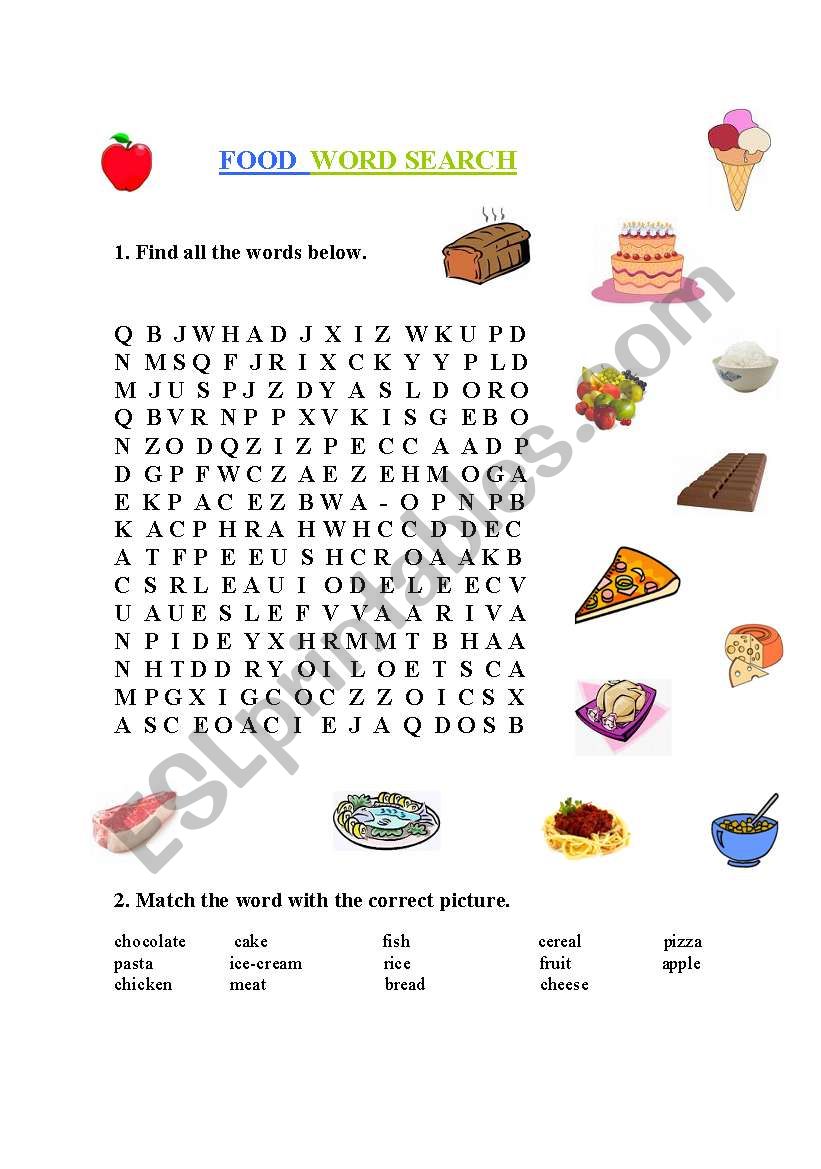 FOOD WORDSEARCH worksheet