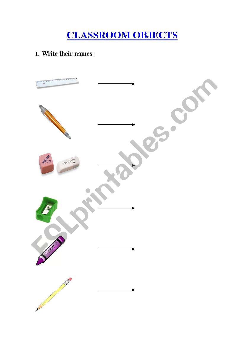 CLASSROOM OBJECTS worksheet