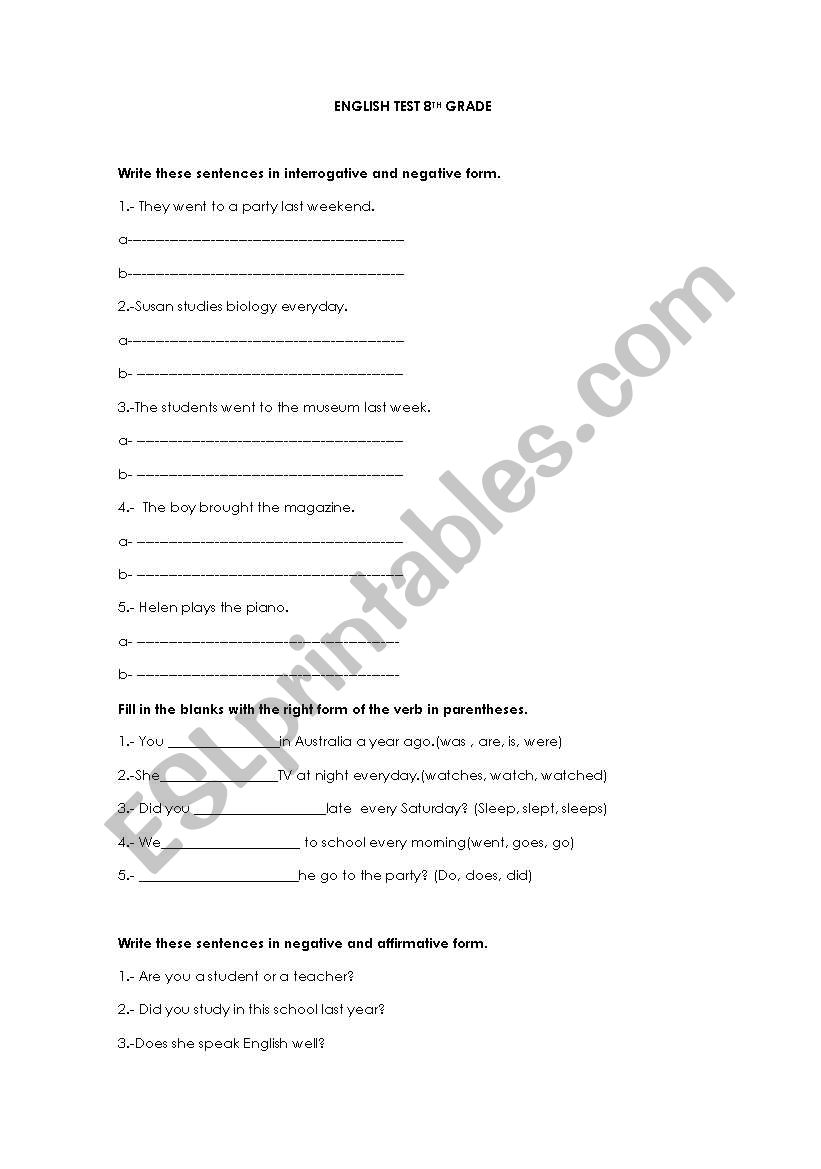 Present and past tense/Using to be and to do ask auxiliar verbs