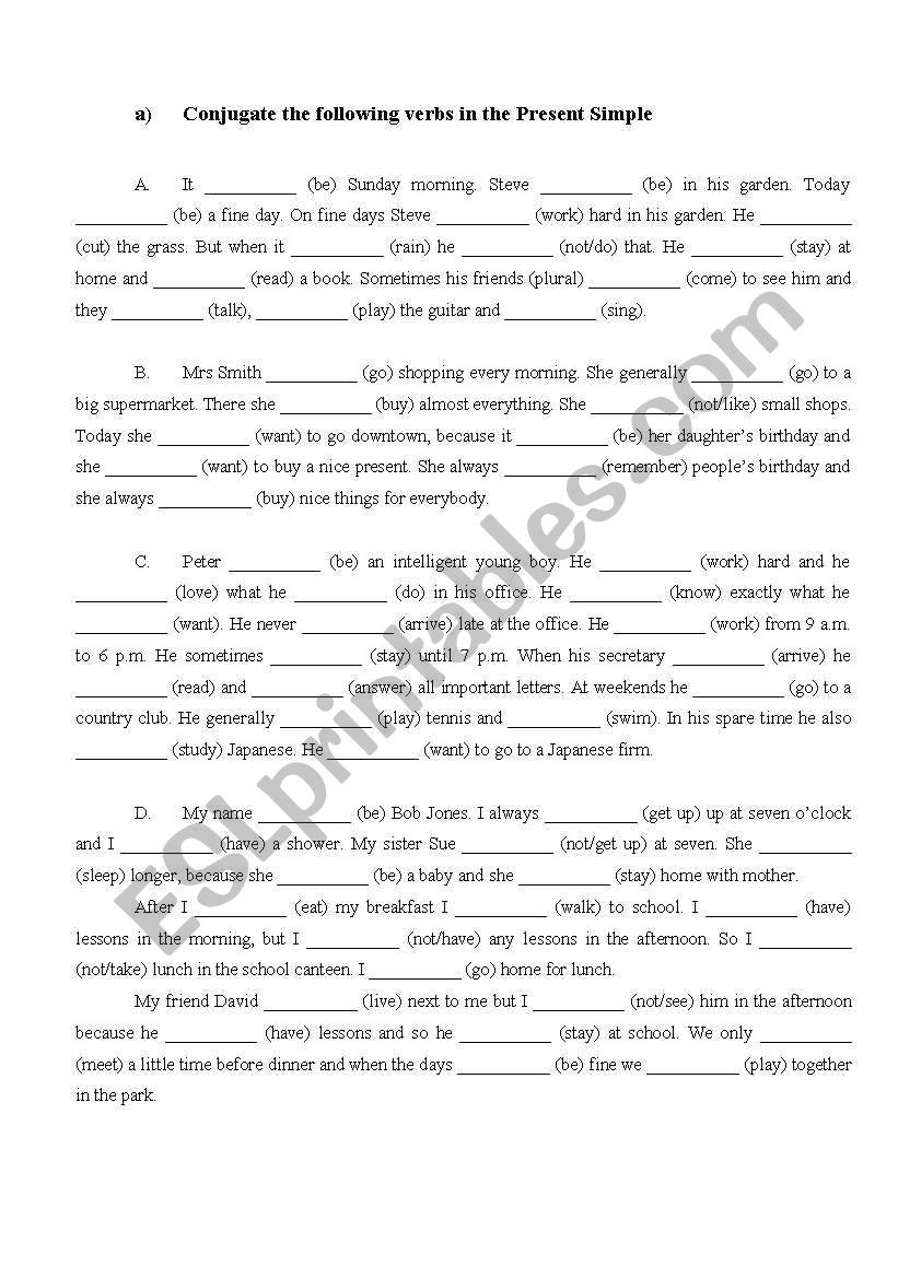 Present Simple worksheet