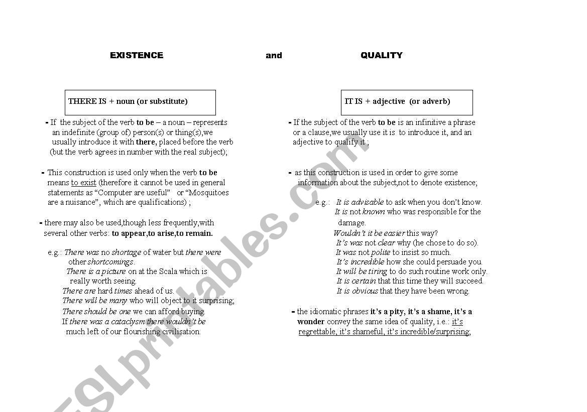 there is vs it is worksheet