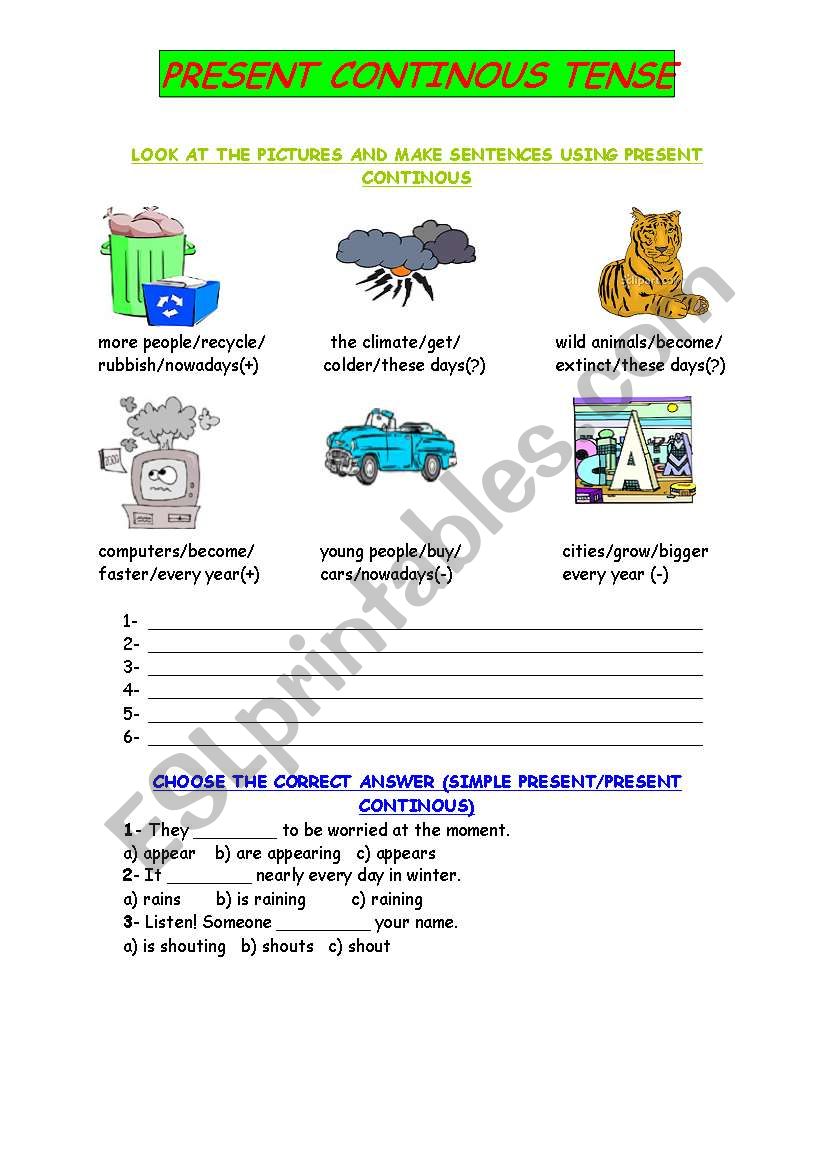 PRESENT CONTINUOUS worksheet