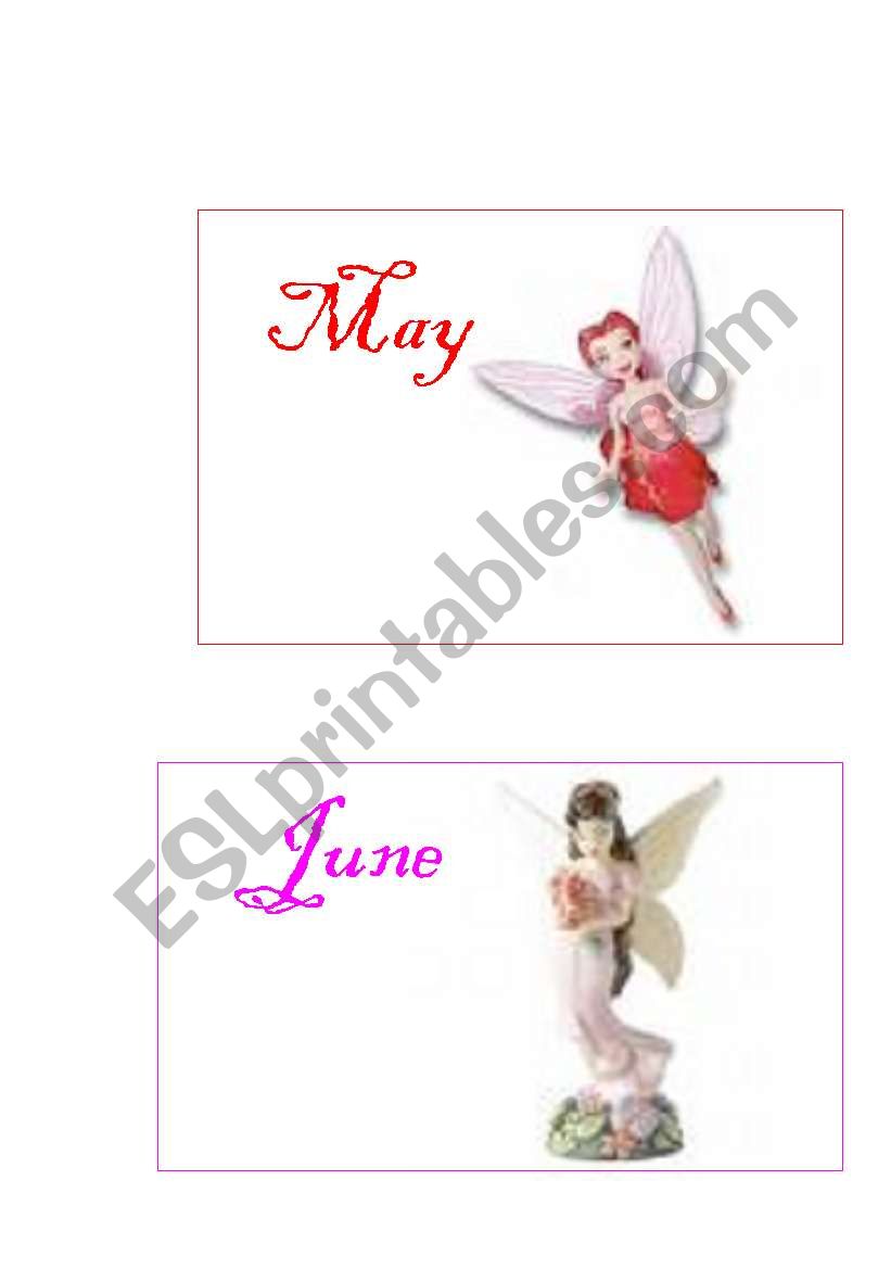 Months Fairy  Cards 3/6 worksheet