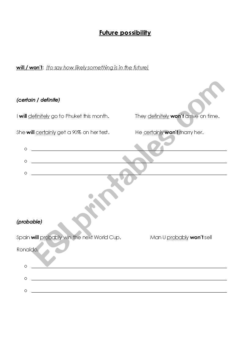 Future Possibility worksheet