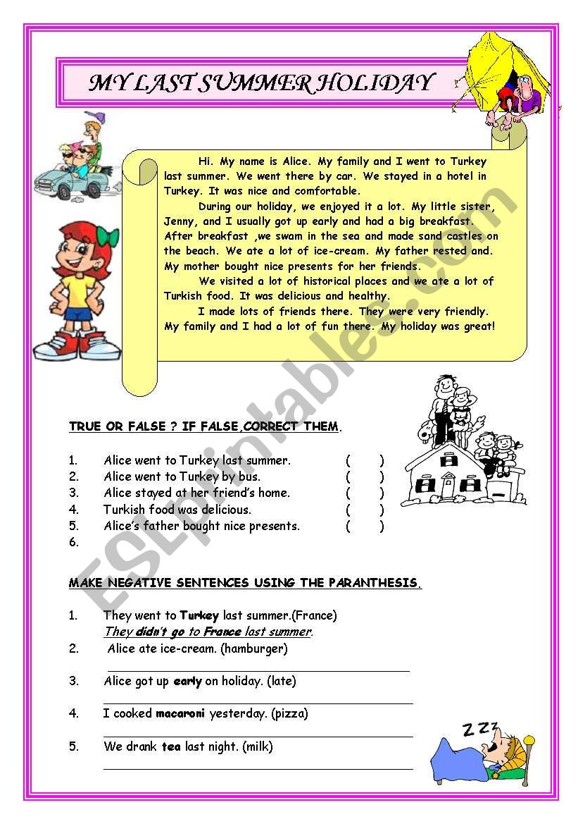 reading-past simple worksheet