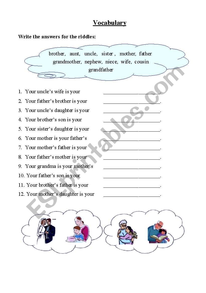 Family members worksheet