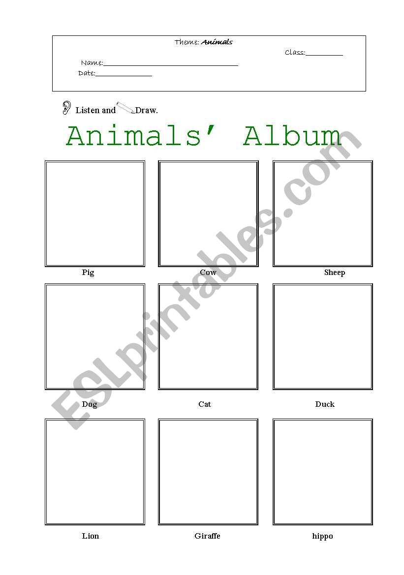 Animals worksheet