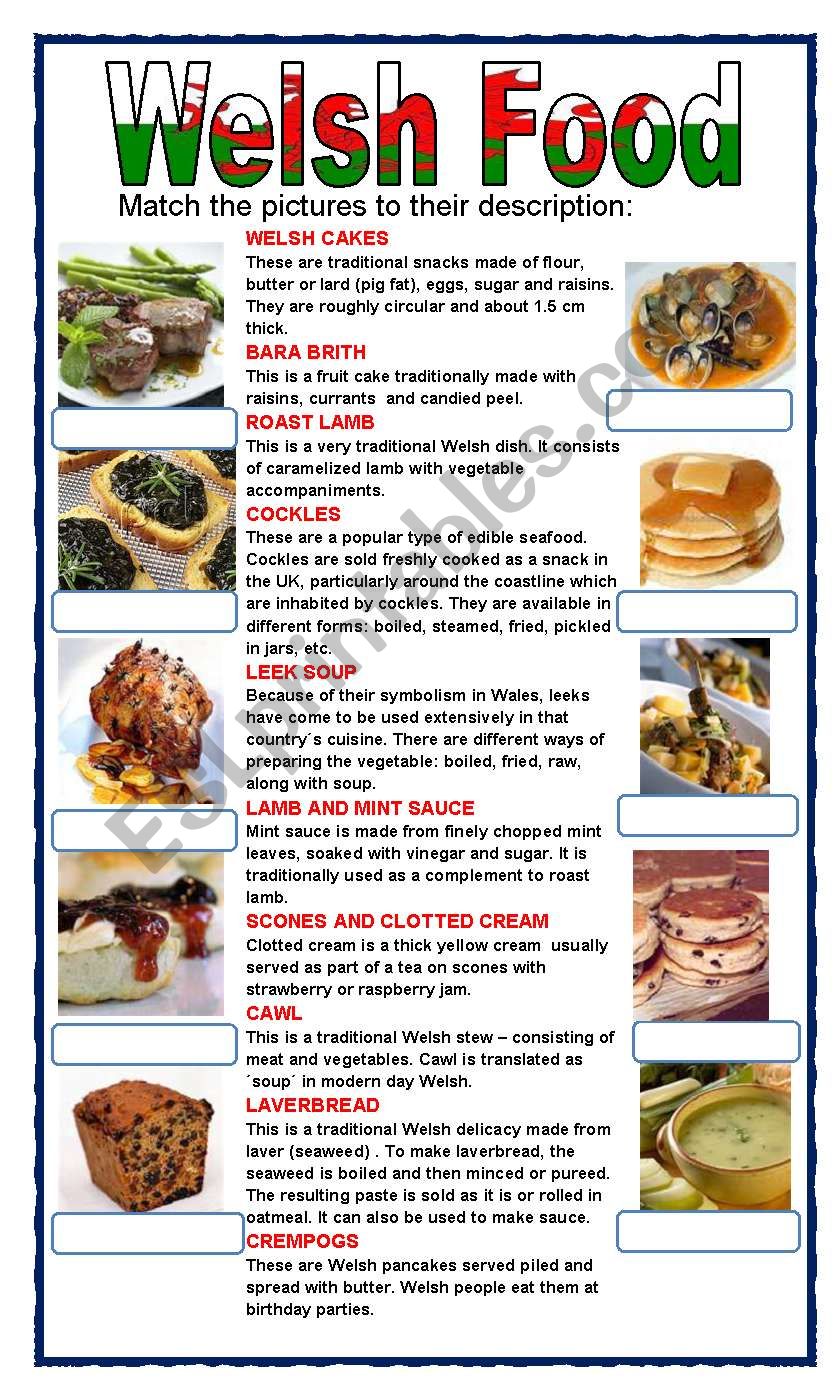 (set 5/8) WELSH FOOD  worksheet