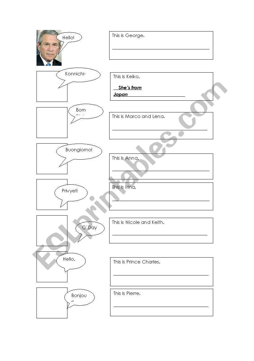 Where is he/she from? worksheet