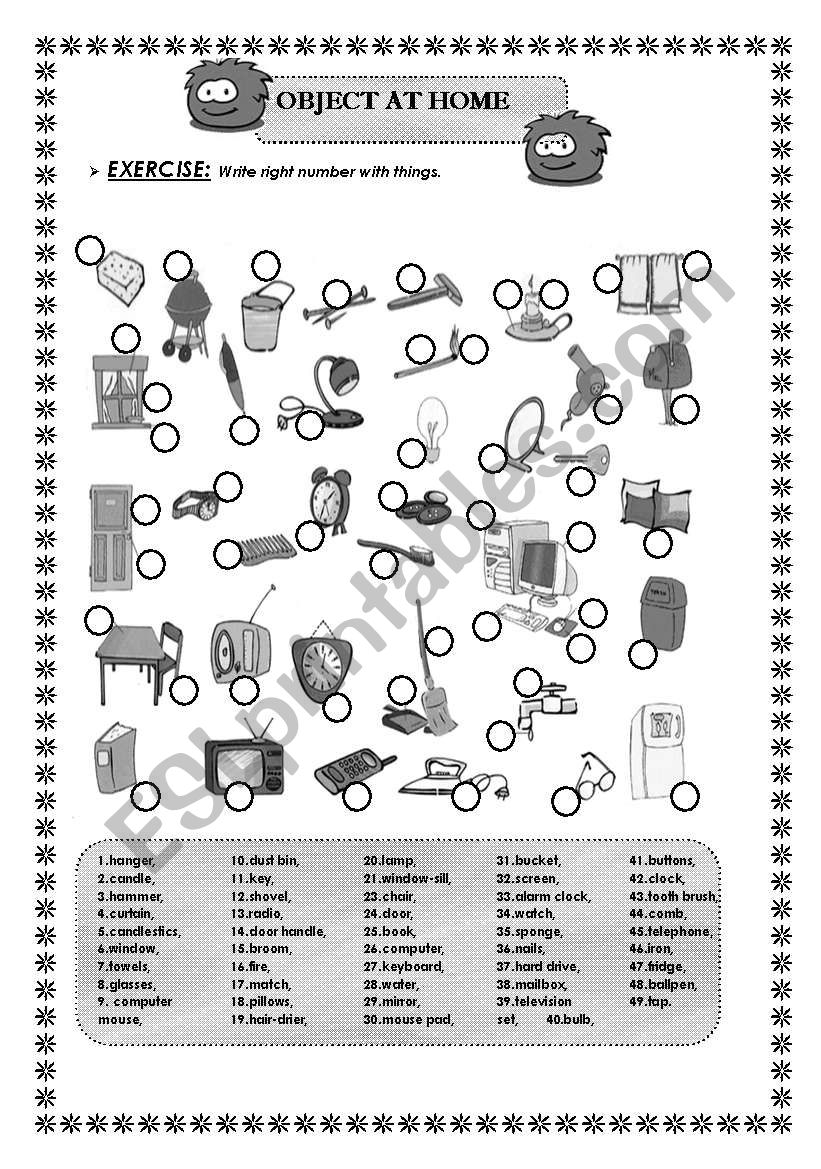 OBJECT AT HOME B--W worksheet