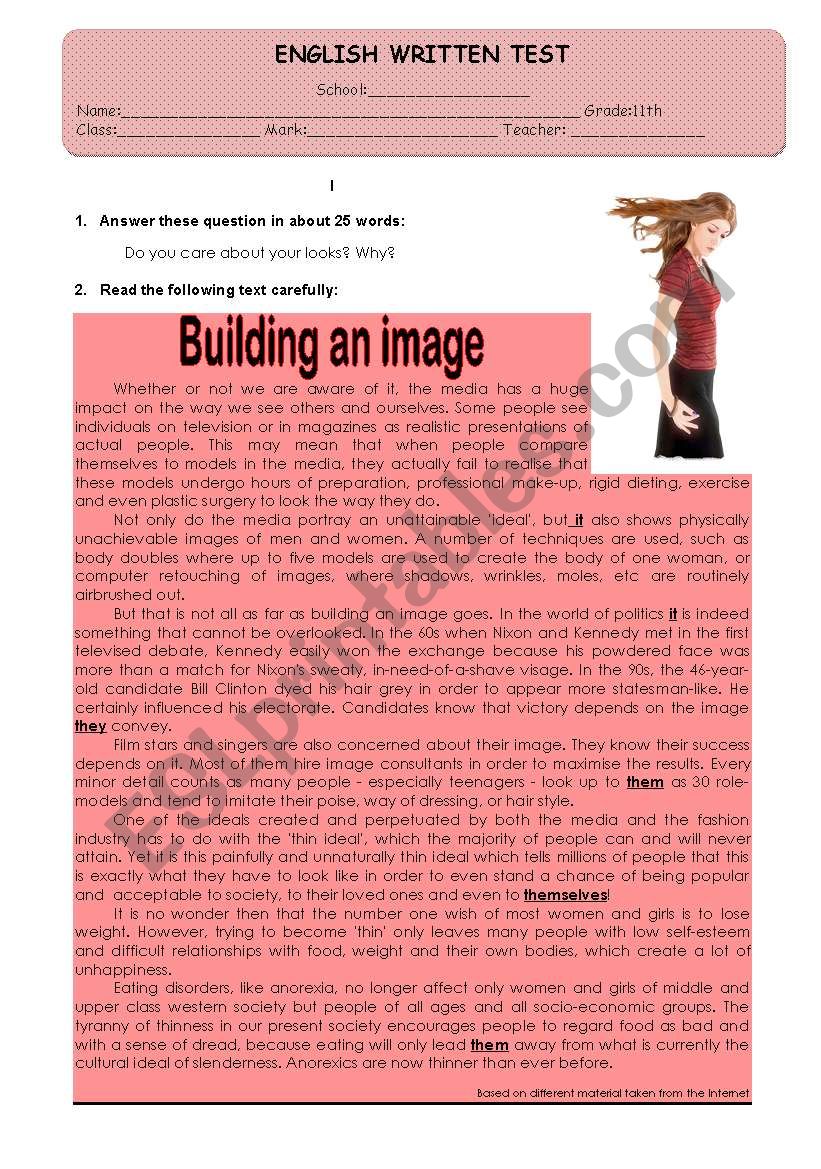 Test - building an image worksheet