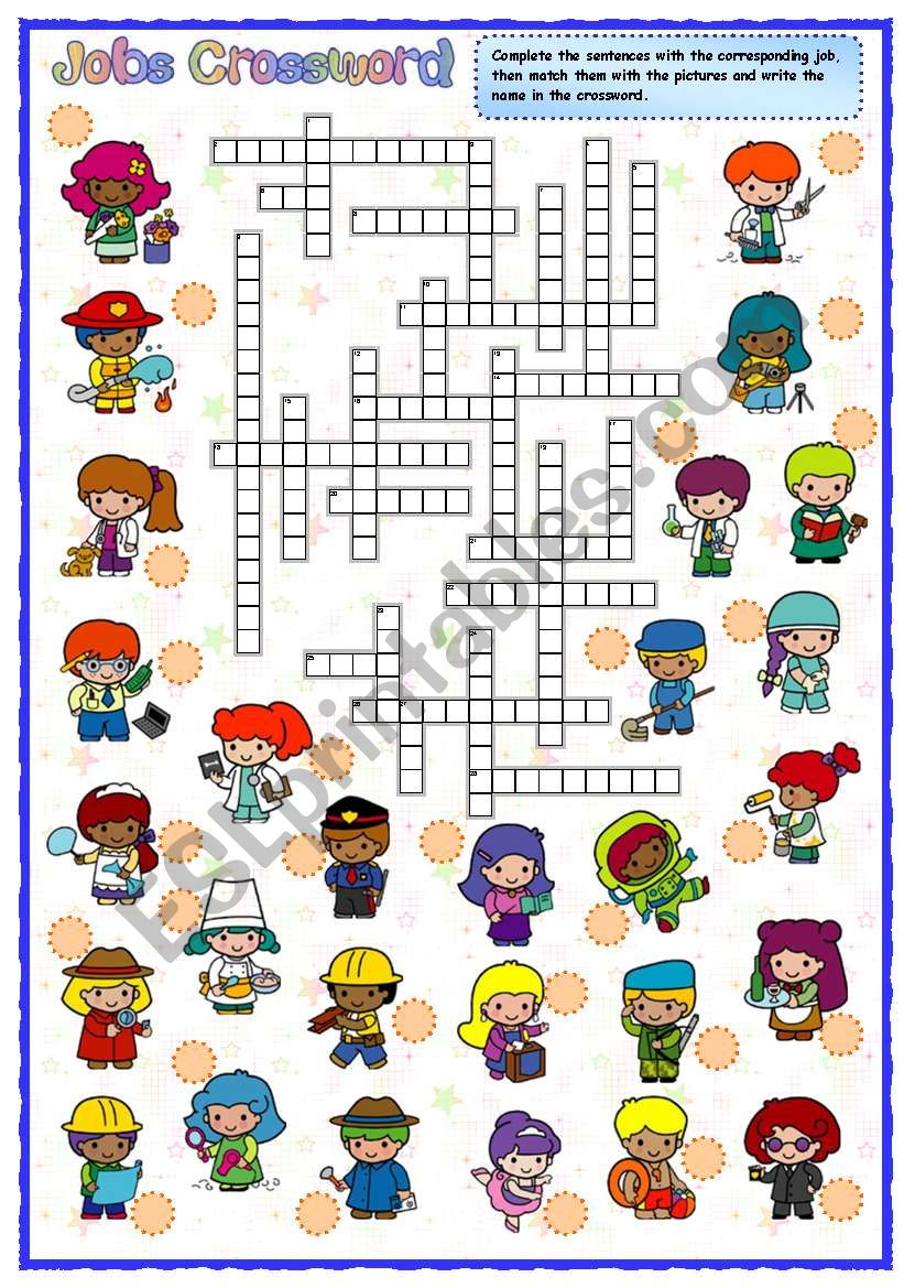 Jobs crossword worksheet