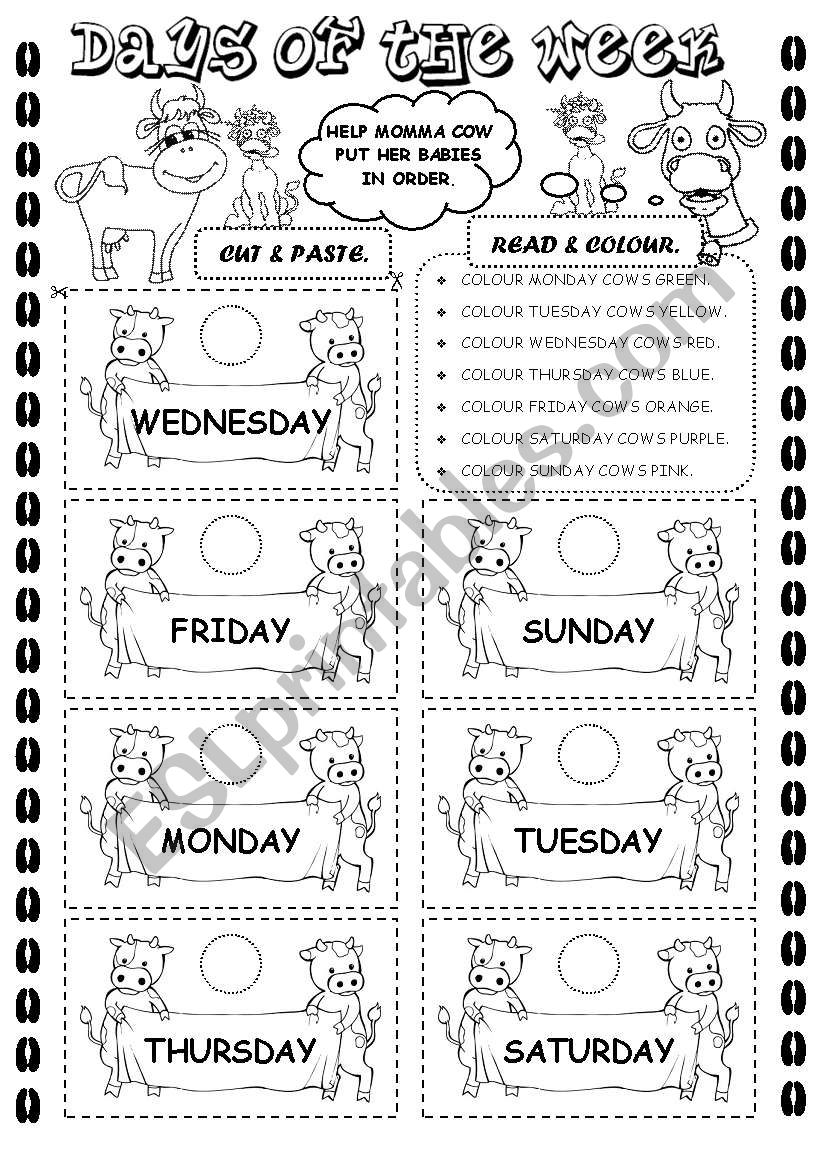 Days of the week worksheet