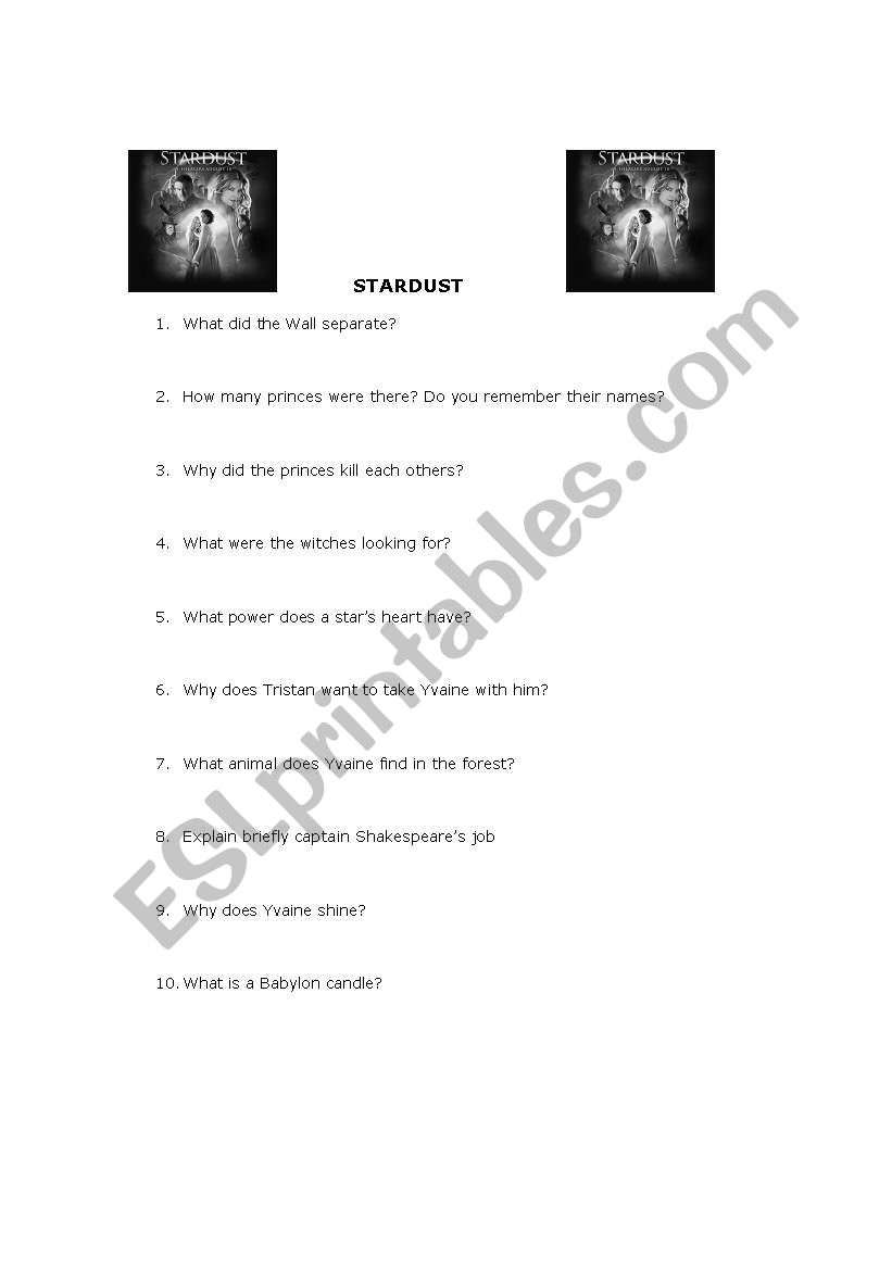 Stardust worksheet