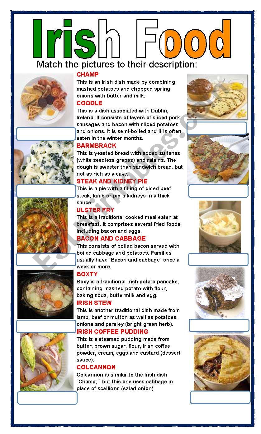 (set 4/8) IRISH FOOD  worksheet