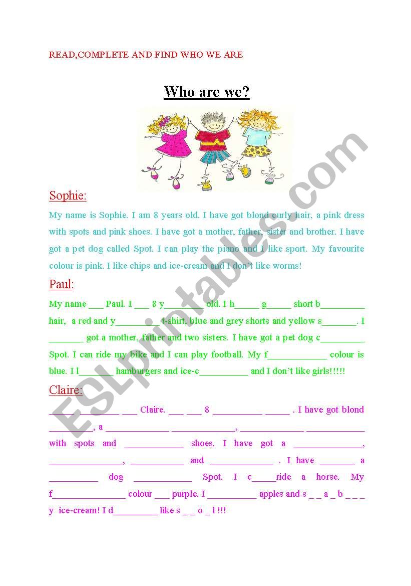 WHO ARE WE? worksheet