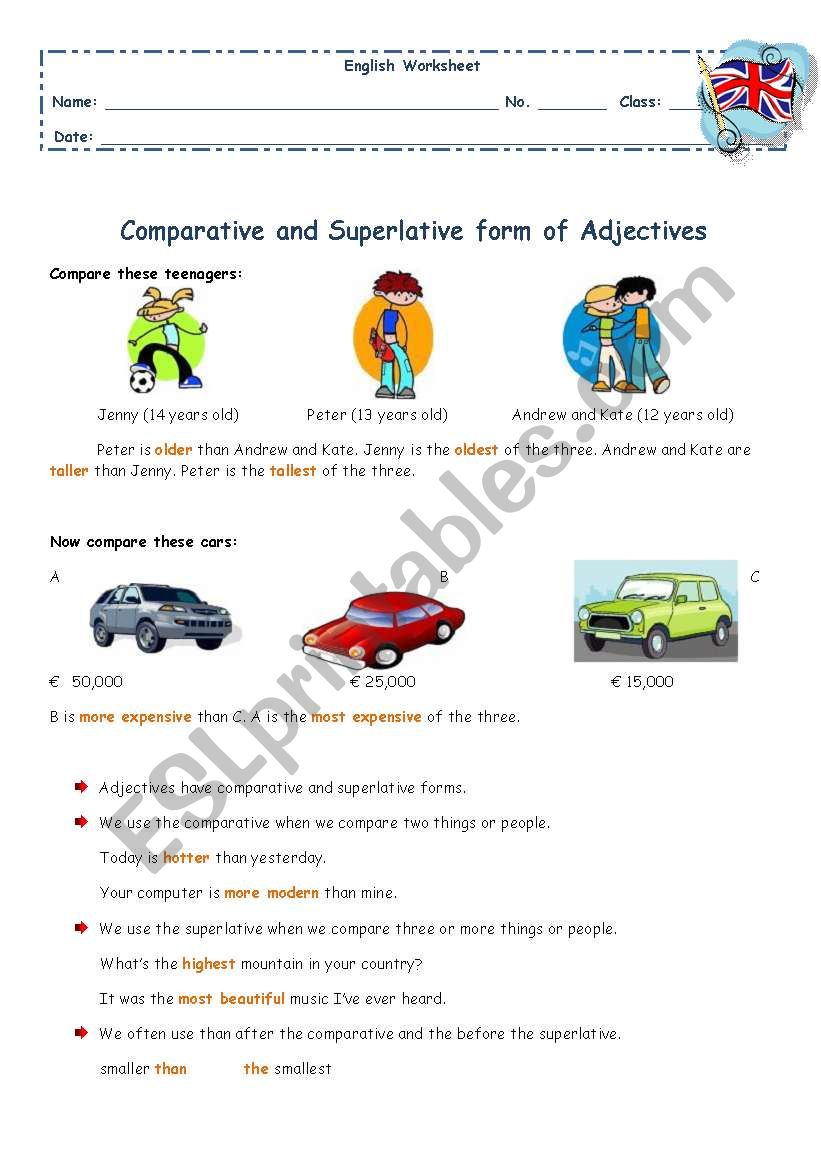 Comparative and superlative forms of adjectives