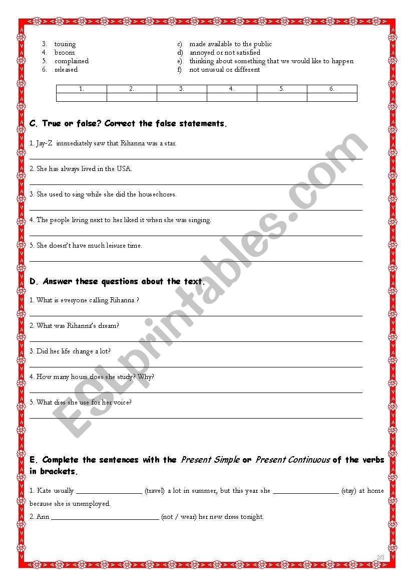 Russian Roulette (Rihanna) - ESL worksheet by Titina29