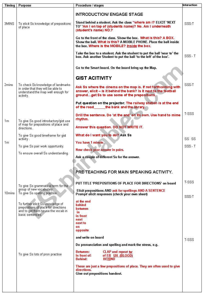 Prepositions of Place worksheet