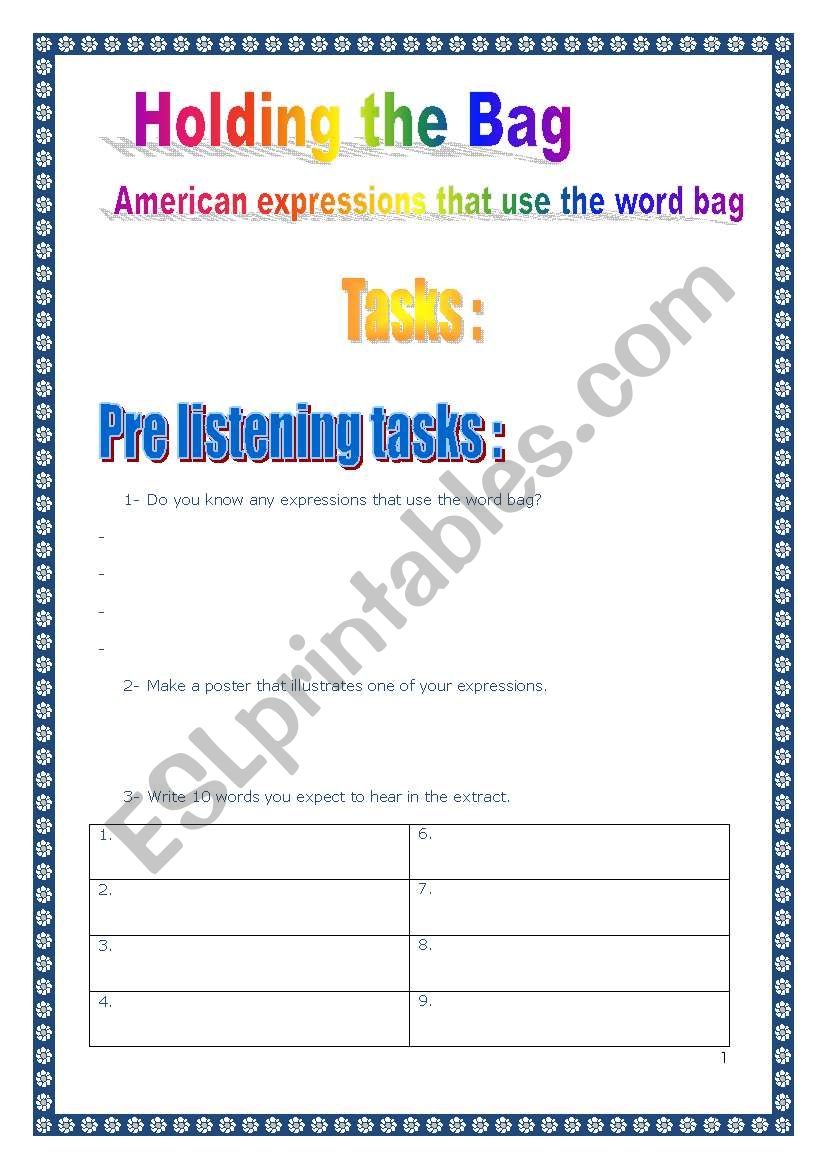 PROJECT: American expressions that use the word 