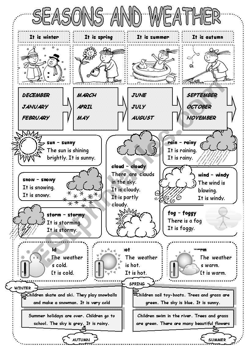 Seasons and weather worksheet